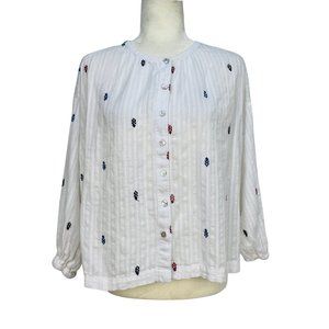 Anthro Akemi + Kin Adela Embroidered Blouse Small